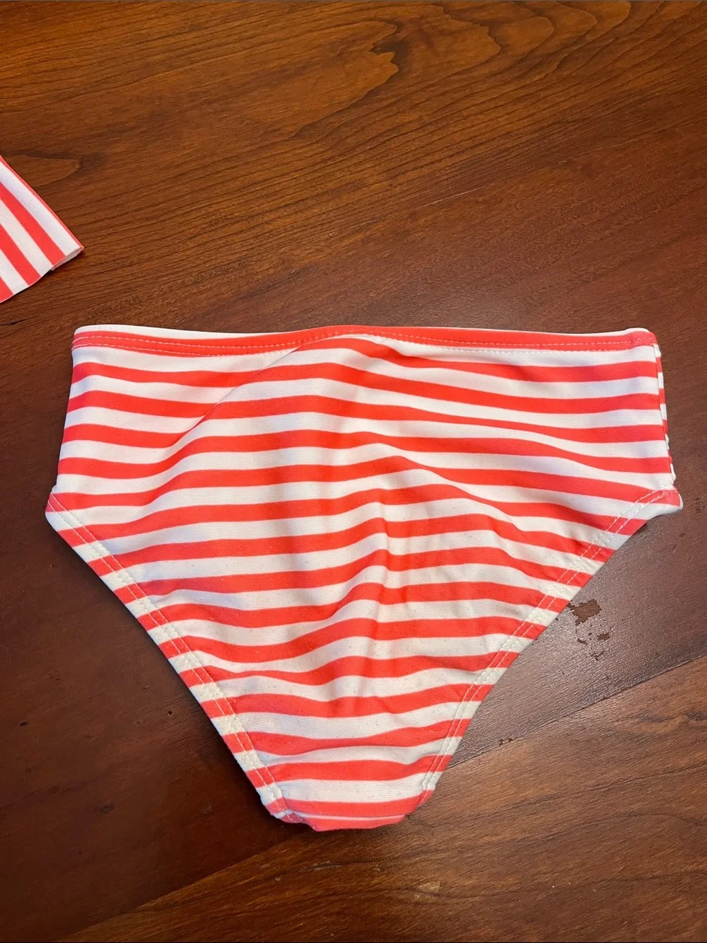 Cat & Jack Coral and White Striped Ruffle Tankini